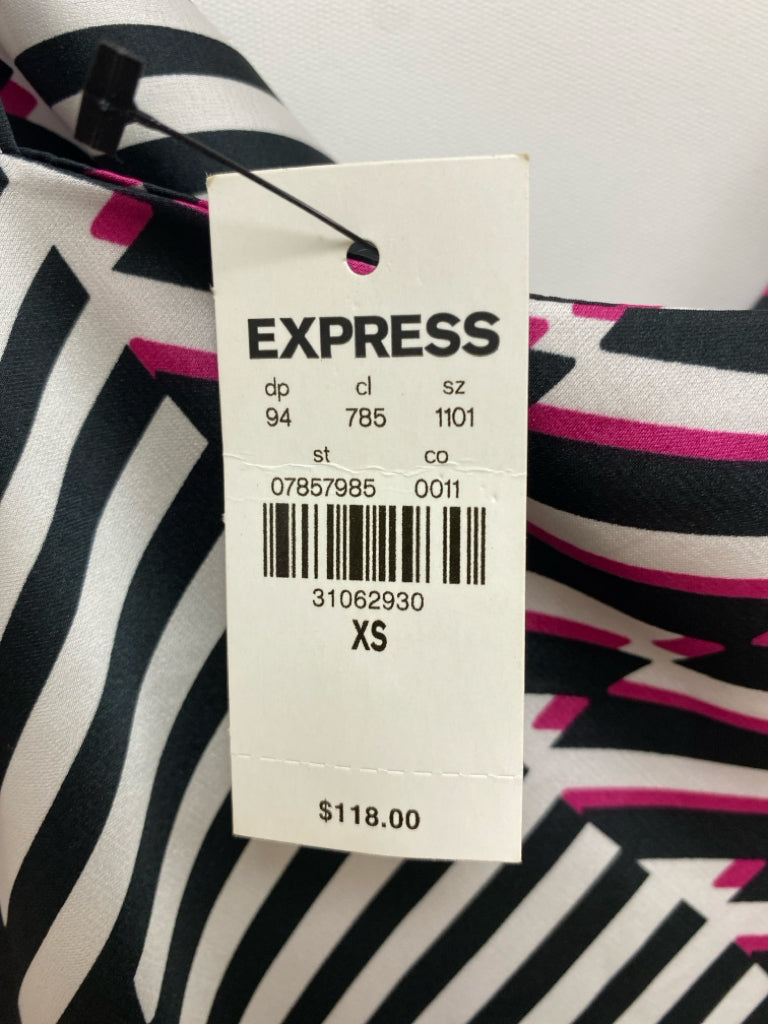 NWT Express Size XS Black/White Hot Pink Stripes Maxi Ladies Dress