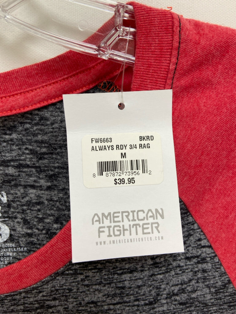 NWT Size M Red Gray 3/4 Sleeve Ladies Top