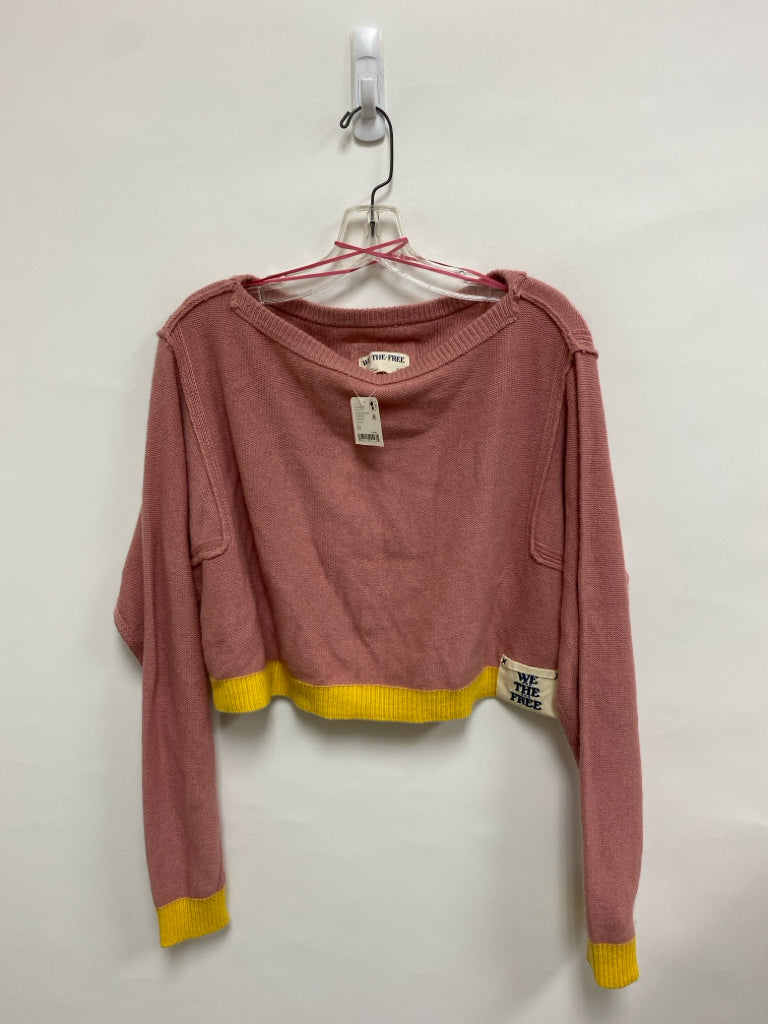 NWT We The Free Size XS Pink Yellow Trimmed Ladies Sweater