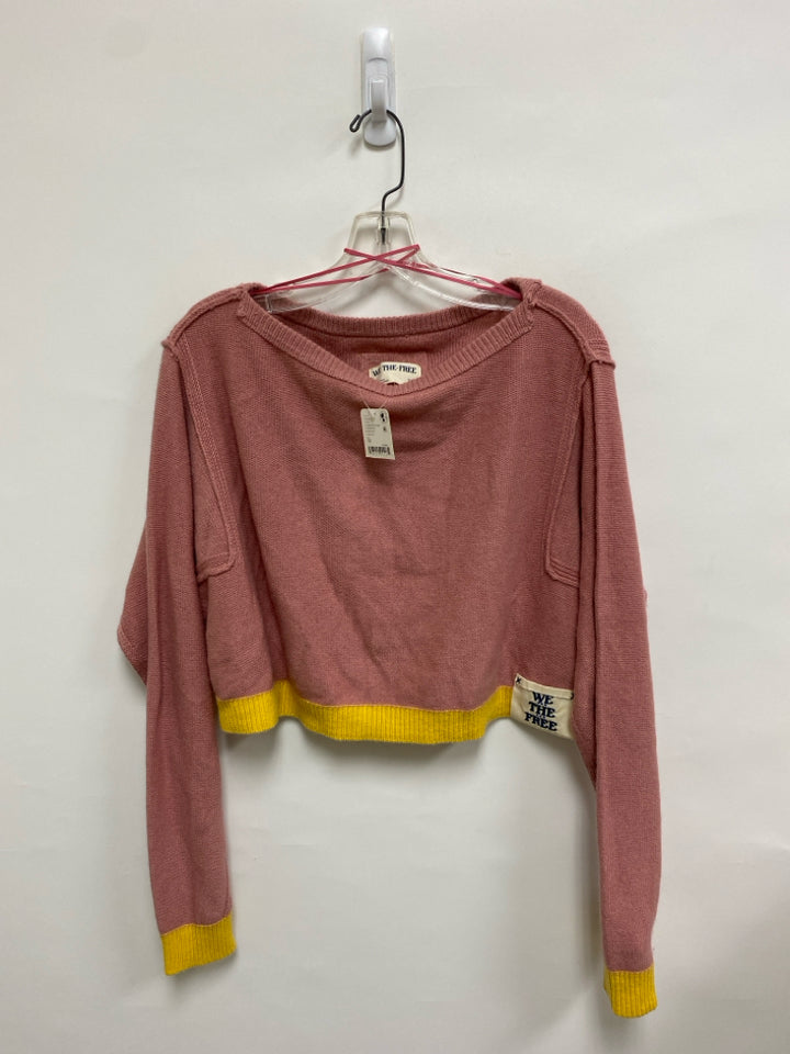 NWT We The Free Size XS Pink Yellow Trimmed Ladies Sweater
