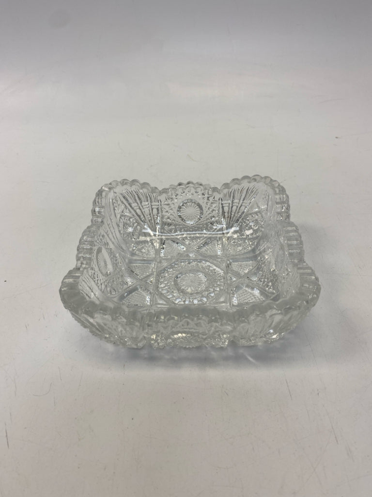 Clear Blocks Cut-Glass Candy Container