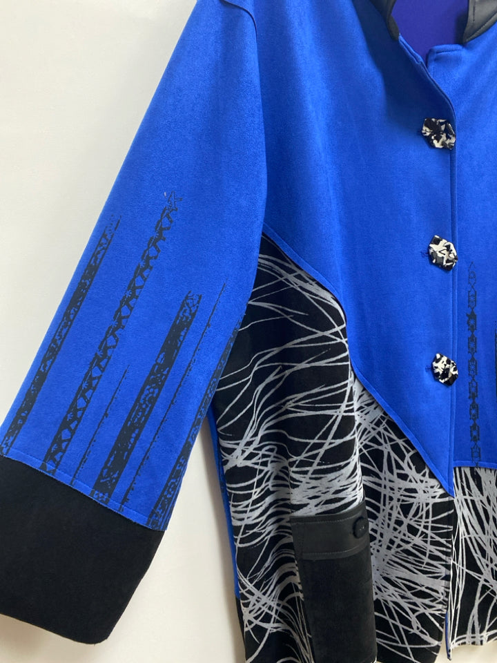 Ali Miles Size 2X Royal Blue Black/Gray Plus Size Jacket