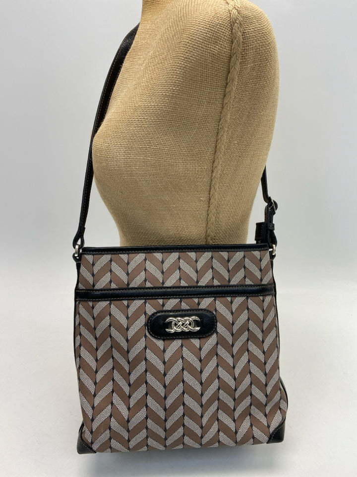 Brighton Brown/Cream Black Print Crossbody