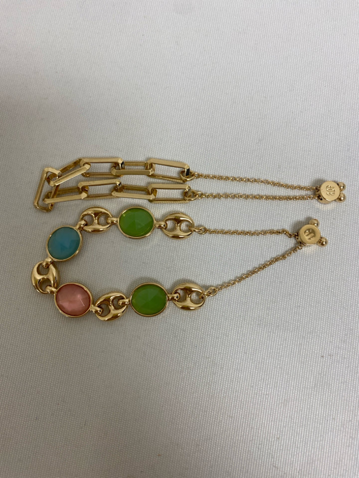NEW/BOX Gold Color Pastels Circles Bracelet