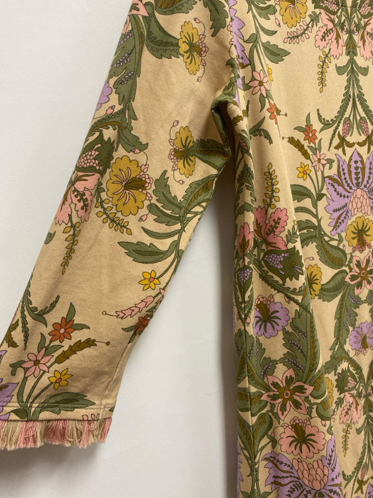 Spartina 449 Size S Tan/Olive Pink/Gold Damask Ladies Dress