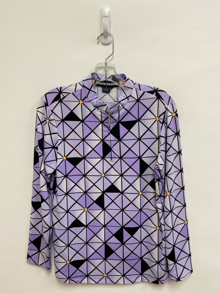 jamie sadock Size M Lavender Black Print Quarter Zip Athletic Top