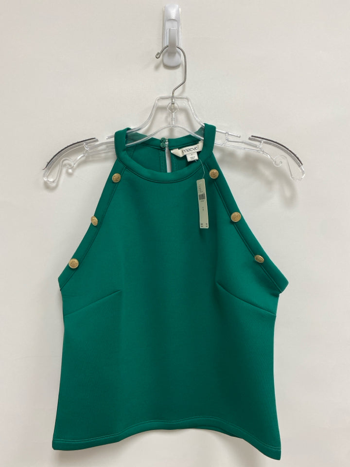 NWT Maeve Size M Green Gold Buttons Halter Ladies Top