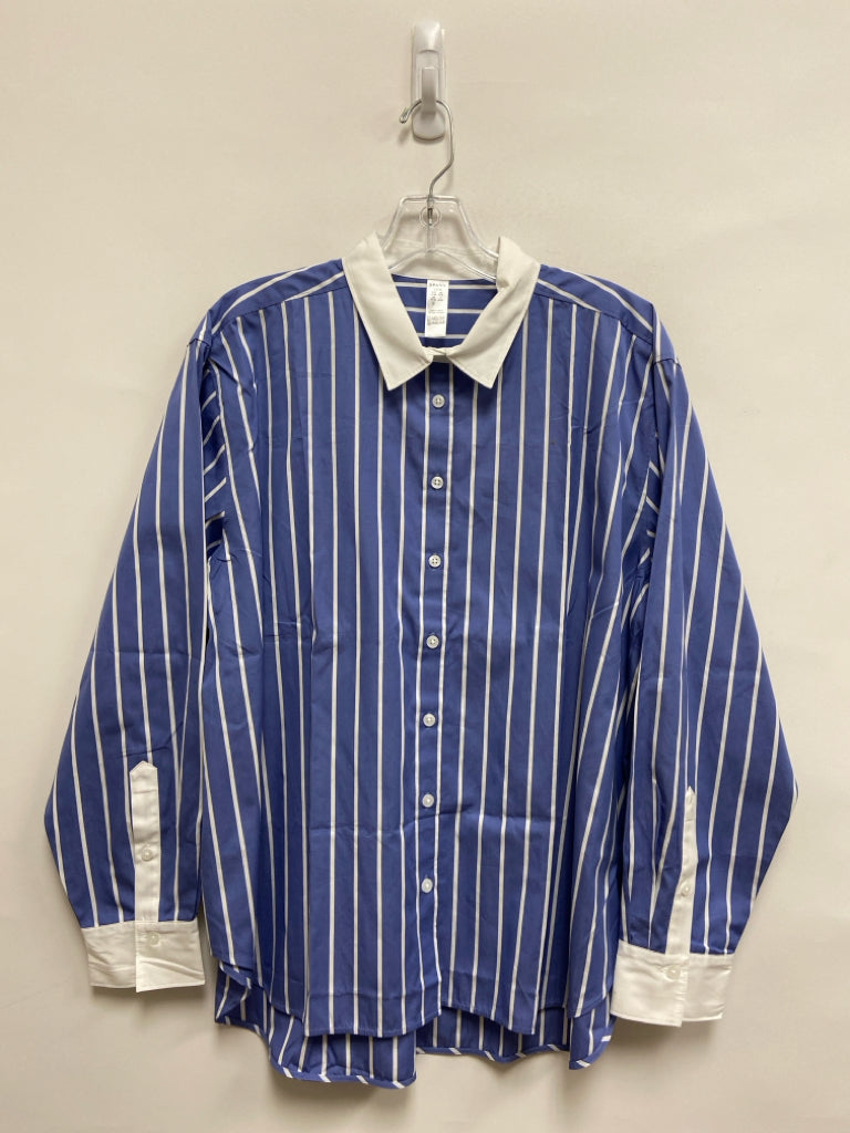 NWT Spanx Size L Blue White Striped Ladies Top