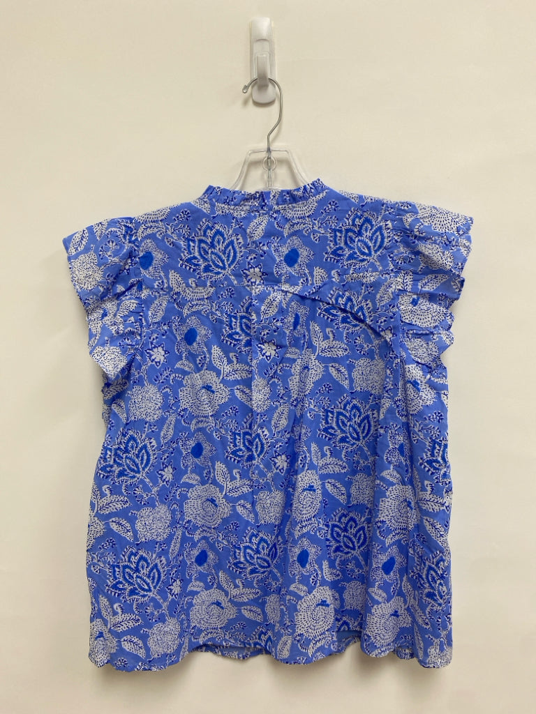 j.marie Size L Blue White Flowers Ladies Top