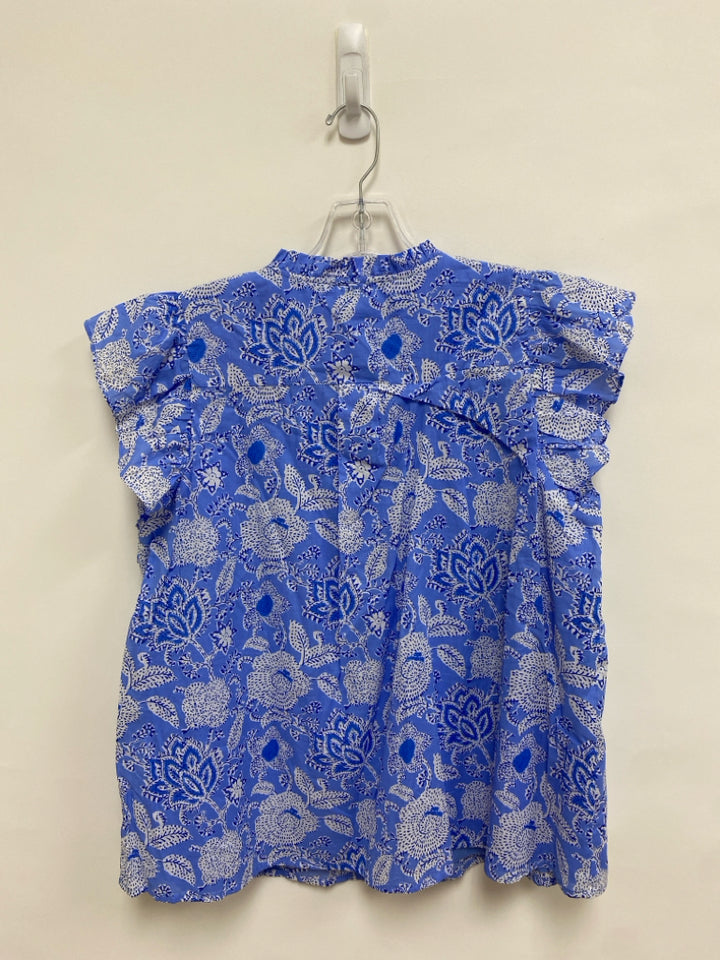 j.marie Size L Blue White Flowers Ladies Top