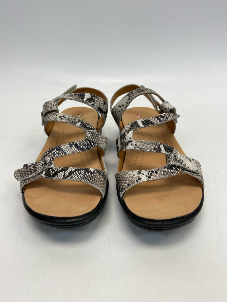 NWOT Revere  Size 11 Black/White Tan Snakeprint Sandals
