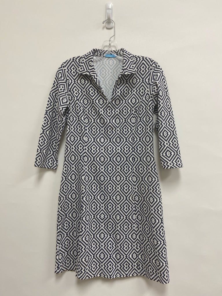 Jude Connally Size XS Dark Navy White Diamond Print Ladies Dress