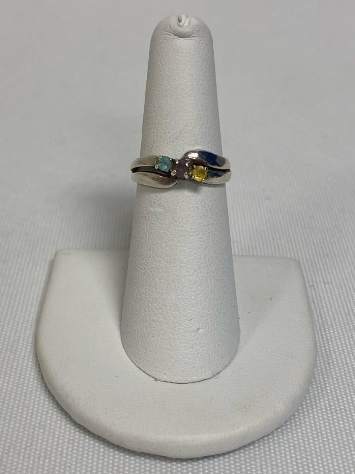 Silver Multi Color Ring