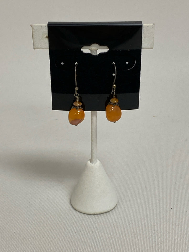 Orange Silver Color Stones Earrings