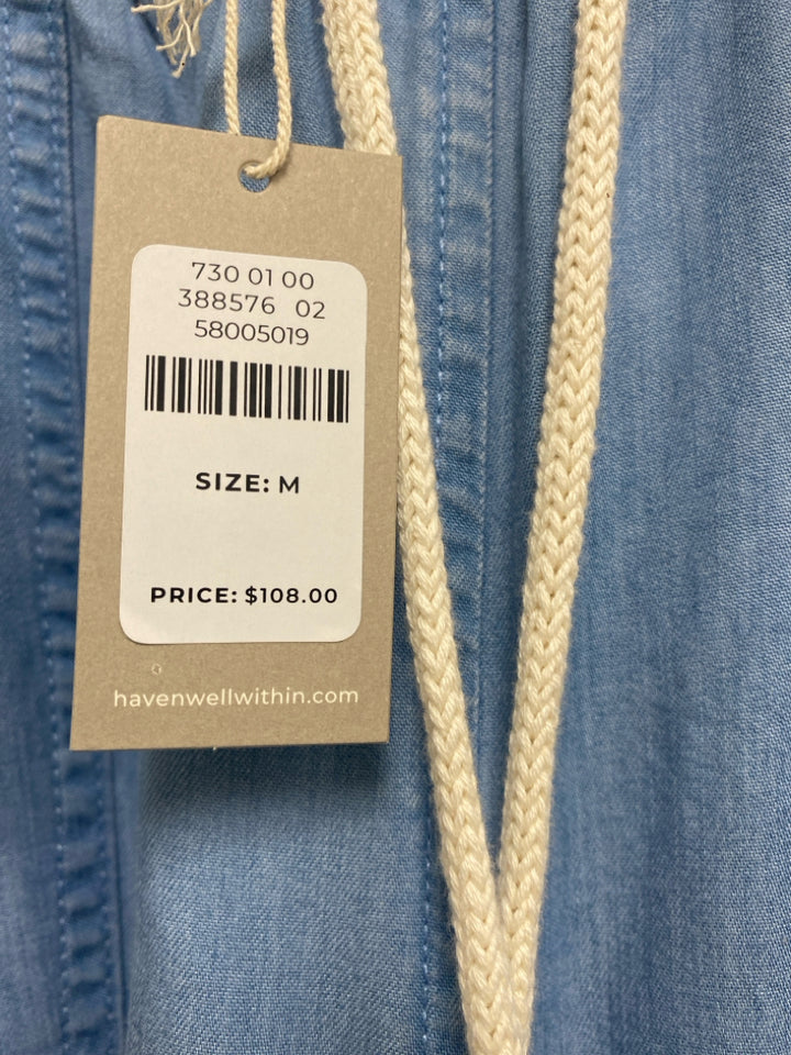 NWT HAVEN Size M Light Blue Pull-on Chambray Ladies Pants