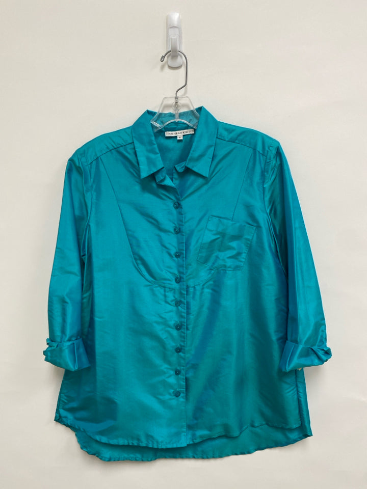 MARISA BARATELLI Size 6 Teal Green Button Up Ladies Top