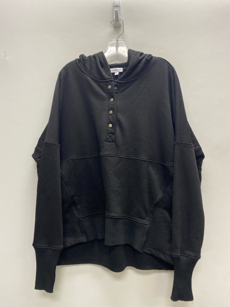 NWT Size L Black Hooded Quarter Button Ladies Pullover
