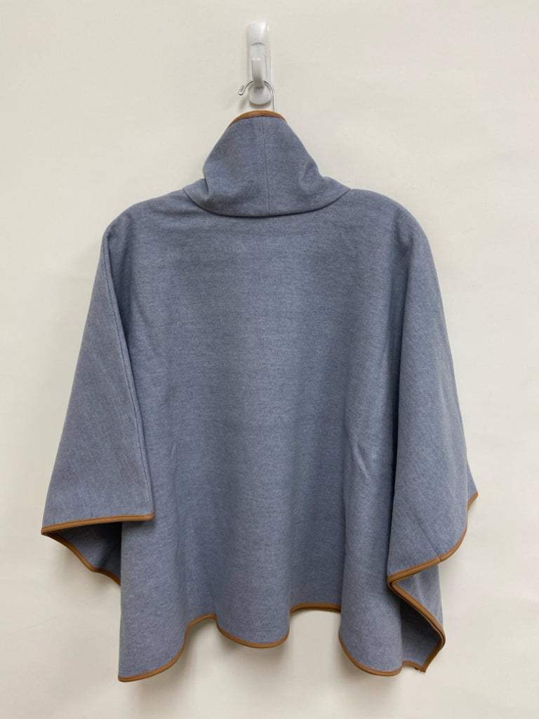 TUCKERNUCK Size OSFM Light Blue Tan Trimmed Poncho Ladies Jacket