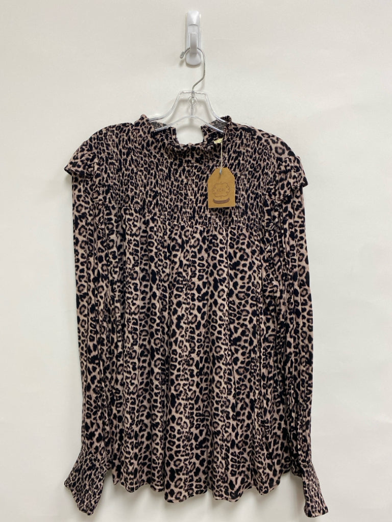 NWT Kori America Size M Mauve Black Animal Print Ladies Top