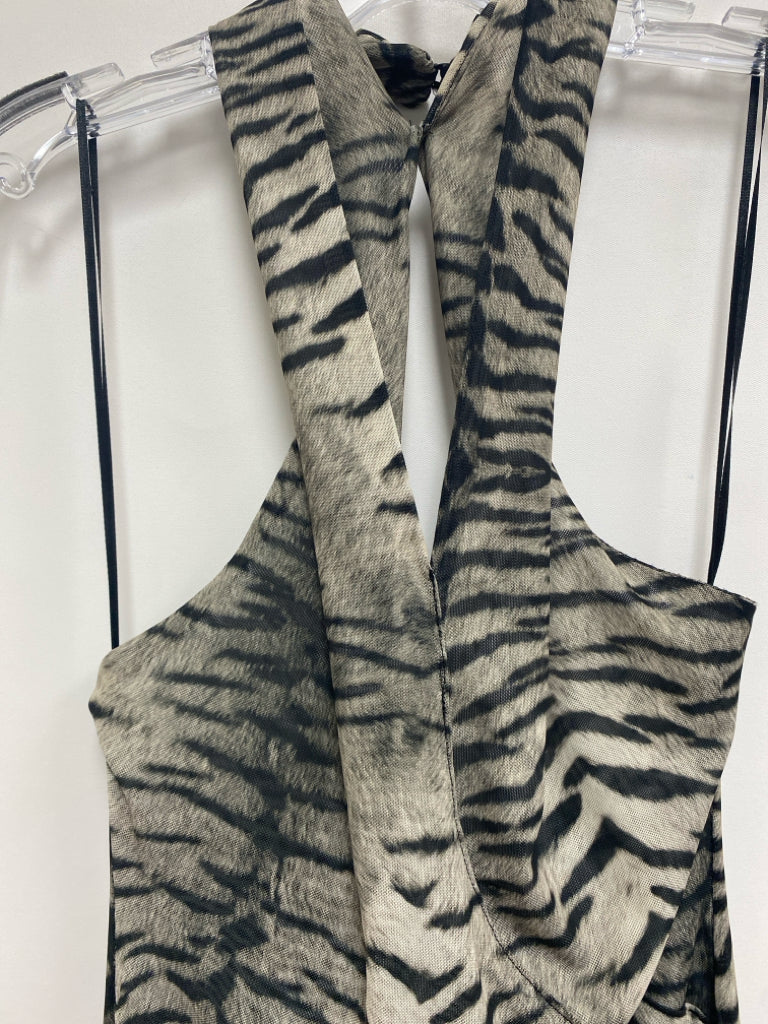 Zara Size S Taupe/Black Tiger Halter Ladies Dress