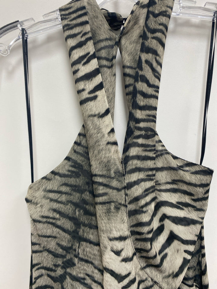 Zara Size S Taupe/Black Tiger Halter Ladies Dress