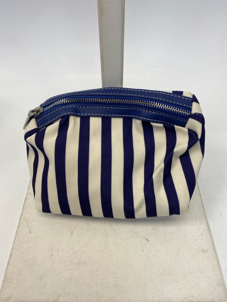 Cream Dark Blue Stripe(s) Fabric Handbag