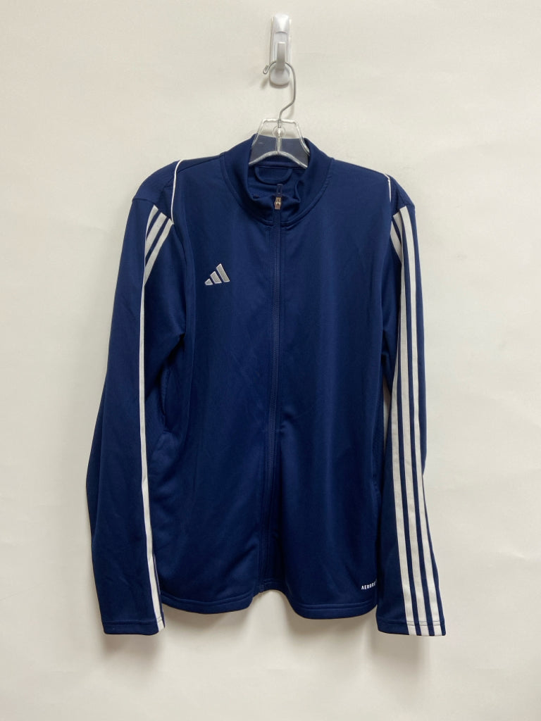 Adidas Size XL Navy White Striped Zip Down Men&