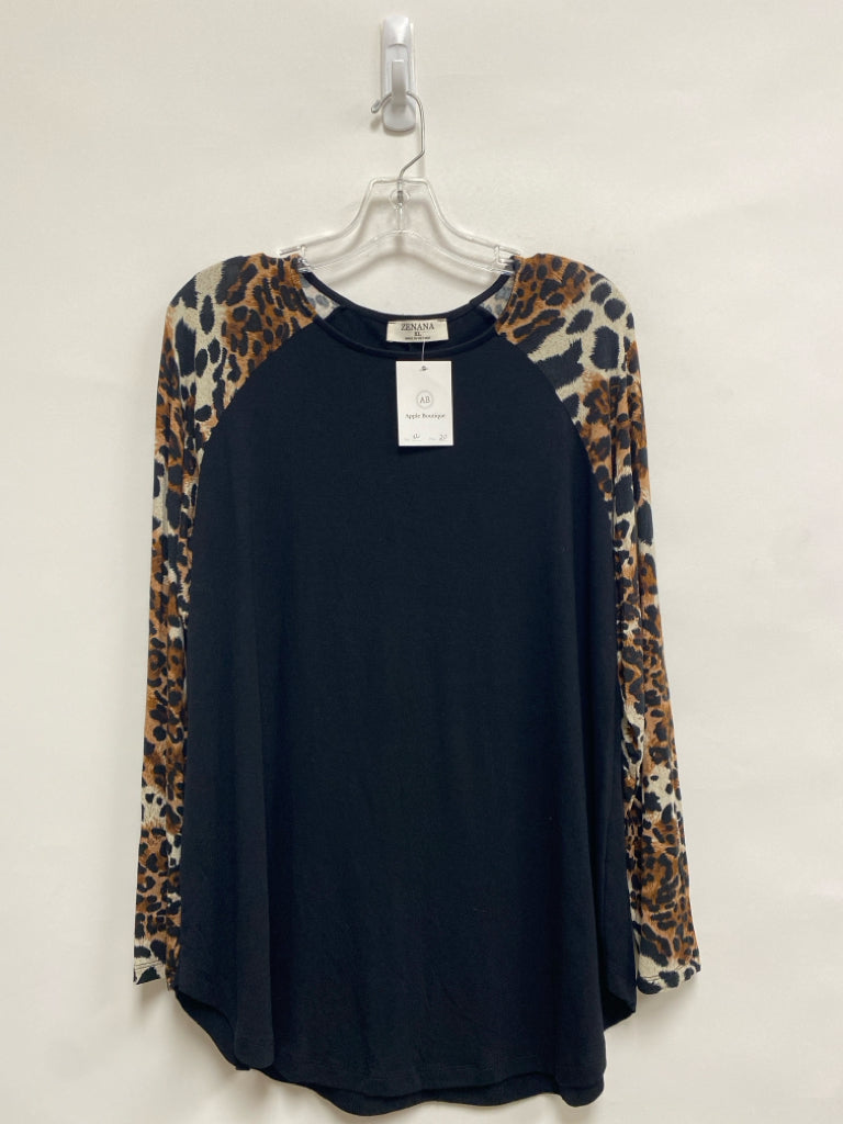 NWT Zenana Size XL Tan Brown/Black Animal Print Ladies Top
