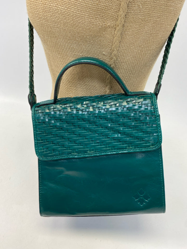Patricia Nash Emerald Green Woven Leather Crossbody