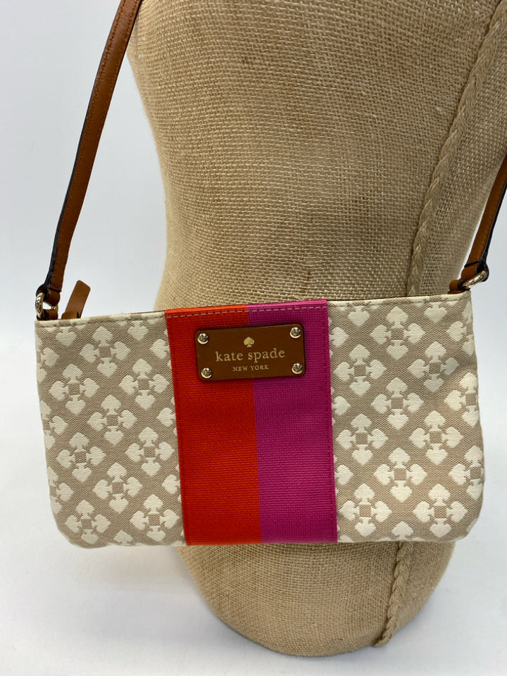 Kate Spade Tan Orange/Pink Signature Fabric Crossbody