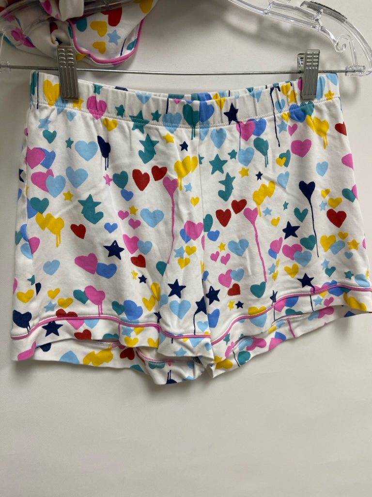 Roller Rabbit Size S White Multi Color Hearts Ladies 2pc Pajamas