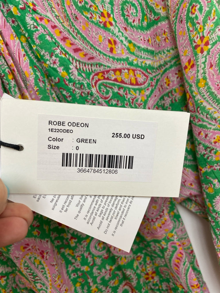 NWT ba&amp;sh Size XS Green Pink/Yellow Paisley Ladies Dress