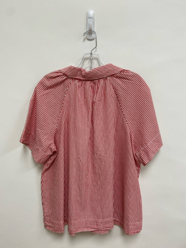 Crown &amp; Ivy Size L Red White Striped Button Up Ladies Top