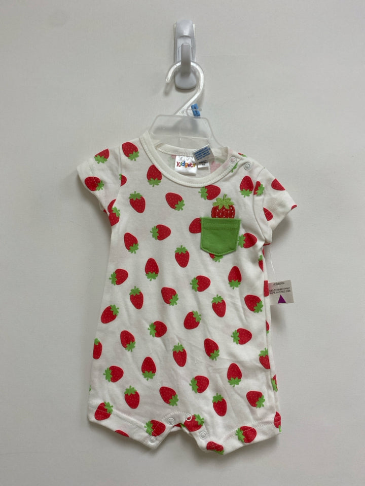 NWT SIZE 3-6M White Red/Green Strawberry Girl&