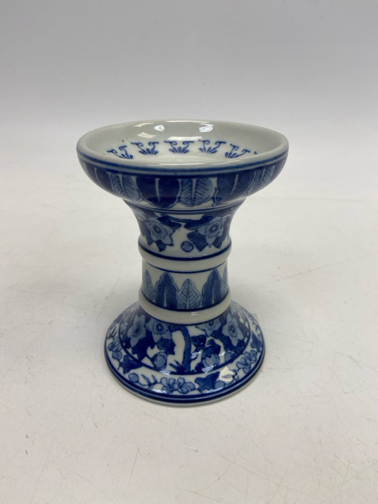 Andrea/Sadek Blue/White Print Ceramic Candleholder(s)