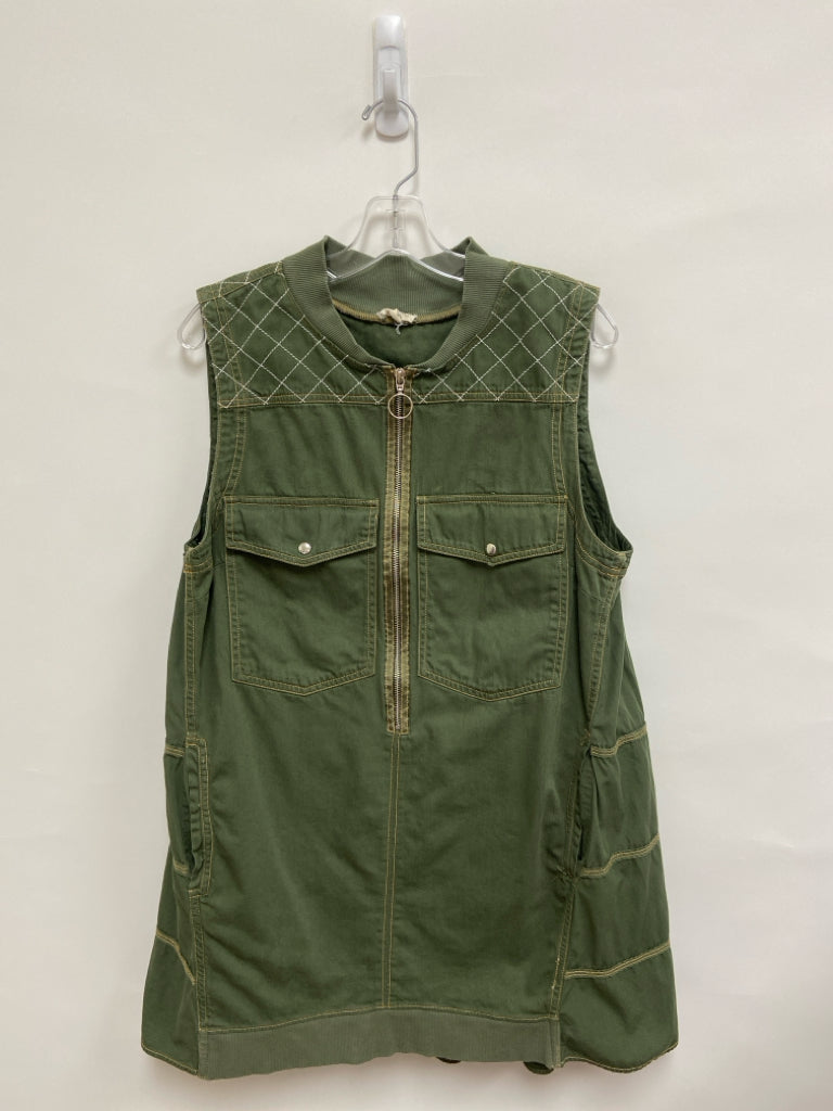 Pilcro Size M Olive Green Quarter Zip Denim Ladies Dress