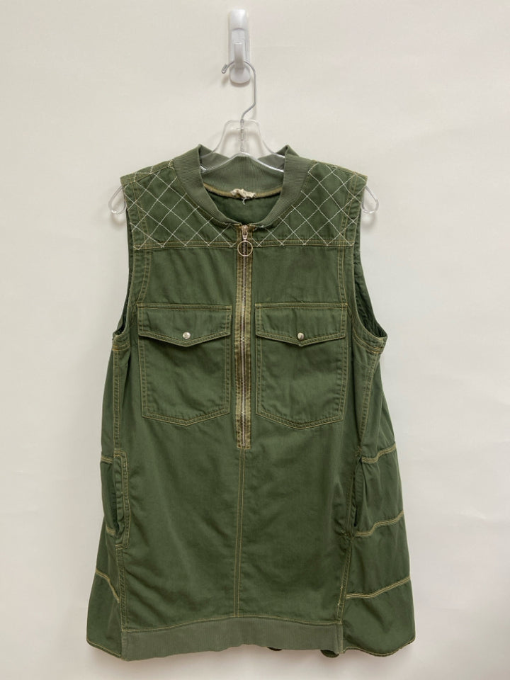 Pilcro Size M Olive Green Quarter Zip Denim Ladies Dress