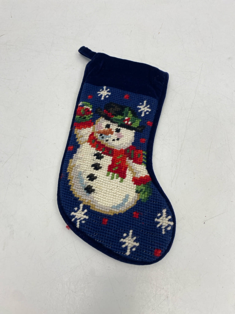 Navy Multi Color Needlepoint Christmas