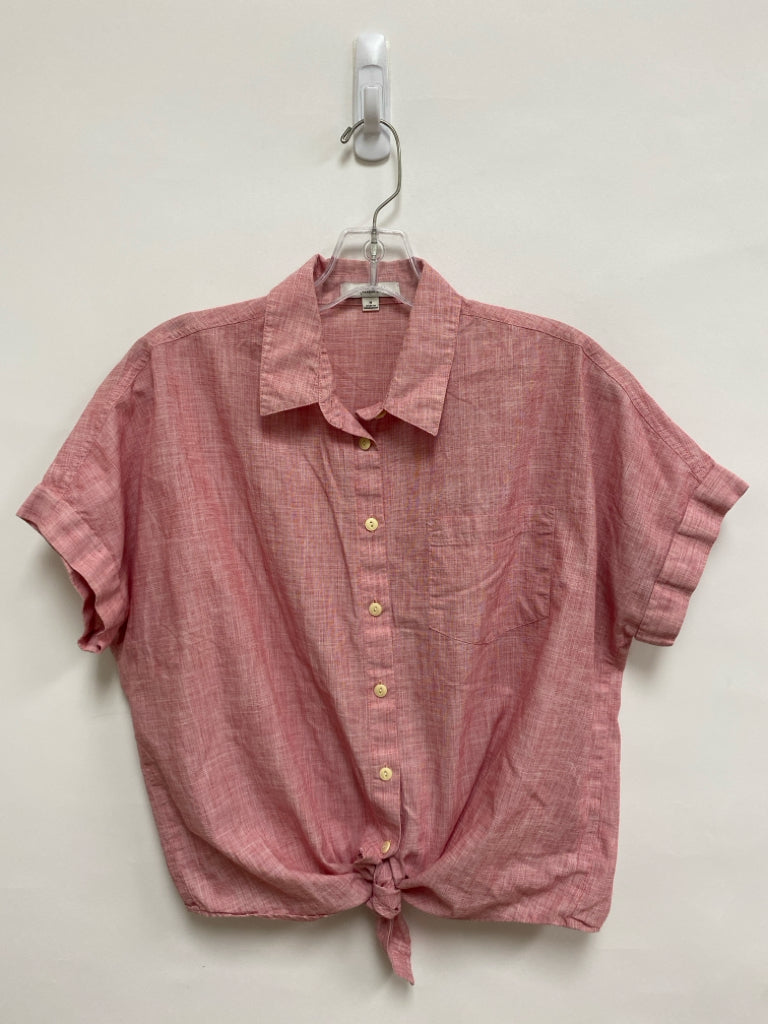 Madewell Size M Red/White Heather Button Up Ladies Top