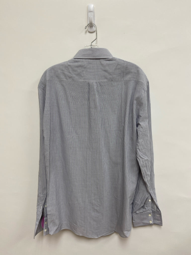 BRUNELLO CUCINELLI Size L White/Gray Stripes Button Up Men&