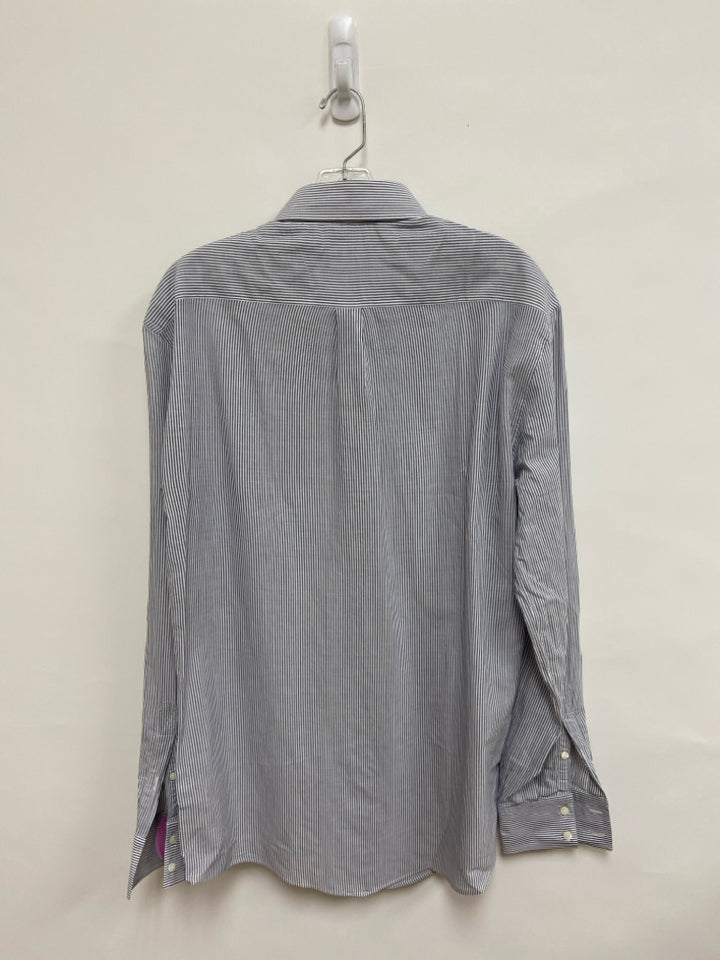 BRUNELLO CUCINELLI Size L White/Gray Stripes Button Up Men&