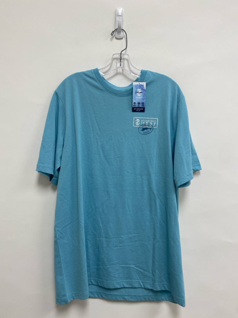 NWT Izod Size LT Aqua White/Navy Logo Men&