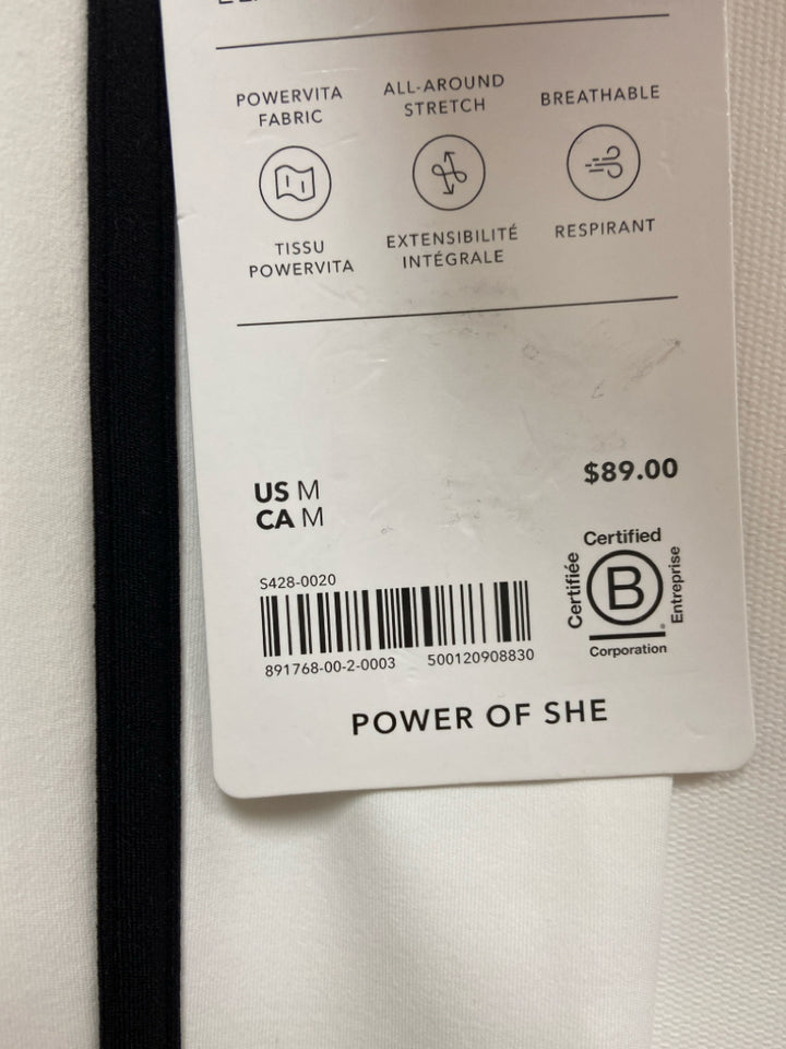 NWT Athleta Size M White Black Trimmed Athletic Leggings
