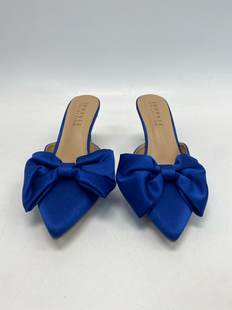 Journee  Size 10 Royal Blue Satin Sandals