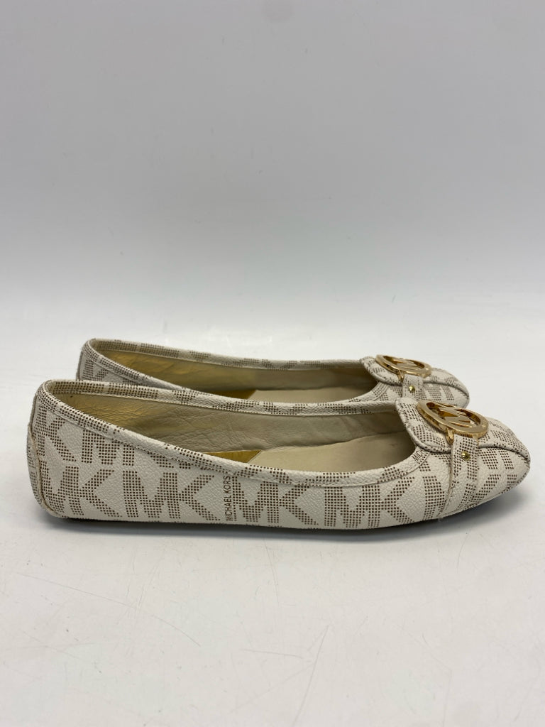 Michael Kors  Size 9 Cream Brown Signature Flats