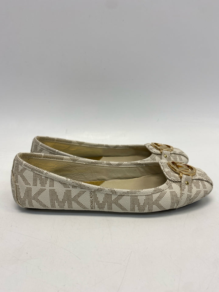 Michael Kors  Size 9 Cream Brown Signature Flats