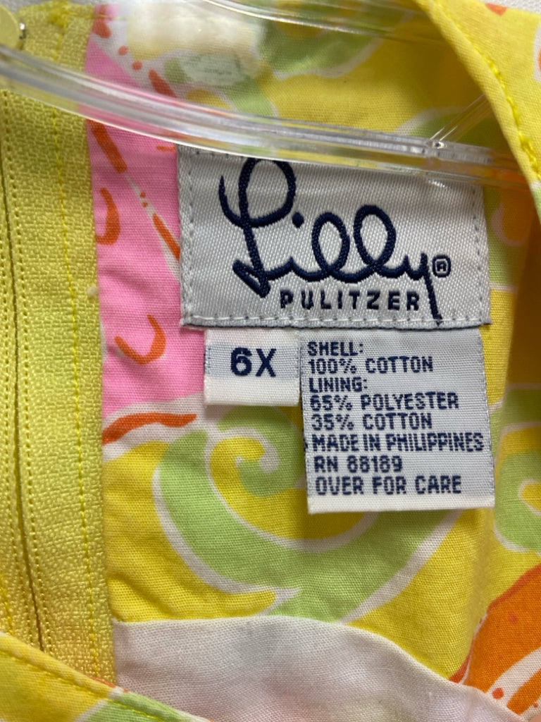 LILLY PULITZER SIZE 6X Yellow Pink/Orange Shells Sleeveless Girl&