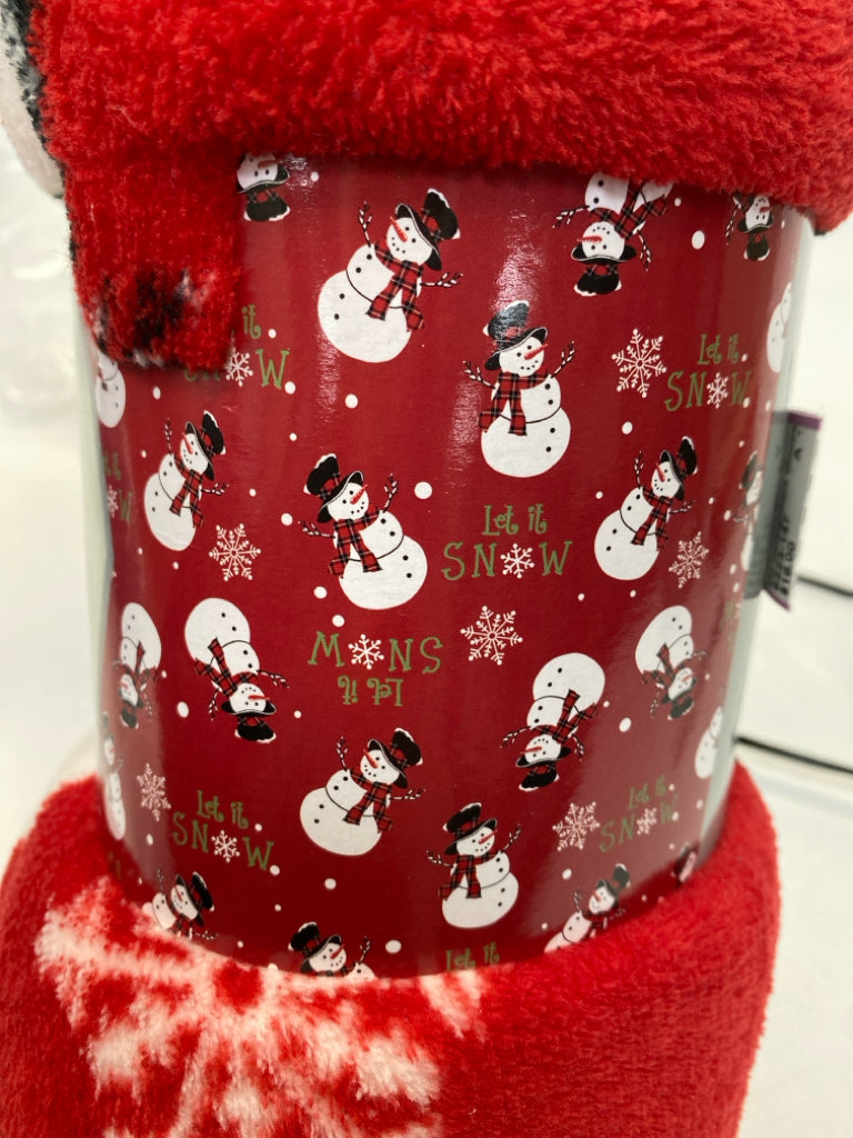 NEW/PKG Red Black/White Snowman Blanket