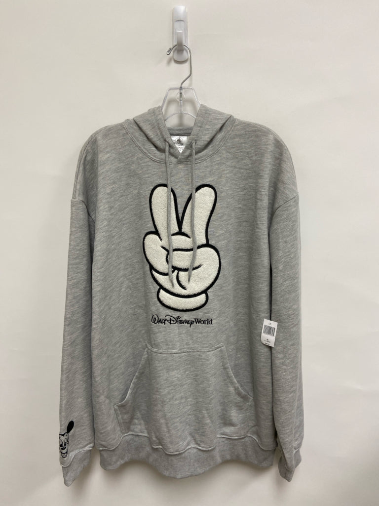 NWT Disney Size XL Gray White Peace Sign Hooded Ladies Sweatshirt