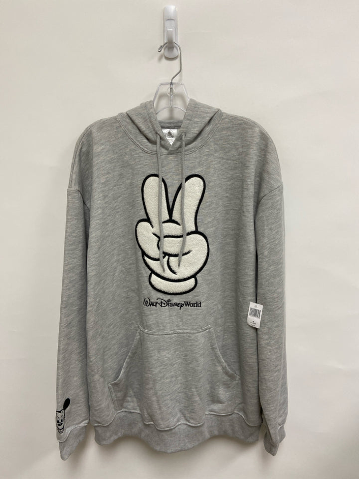 NWT Disney Size XL Gray White Peace Sign Hooded Ladies Sweatshirt